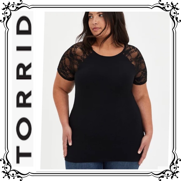 torrid Tops - TORRID ⭐️ Black Lace Raglan Foxy Blouse